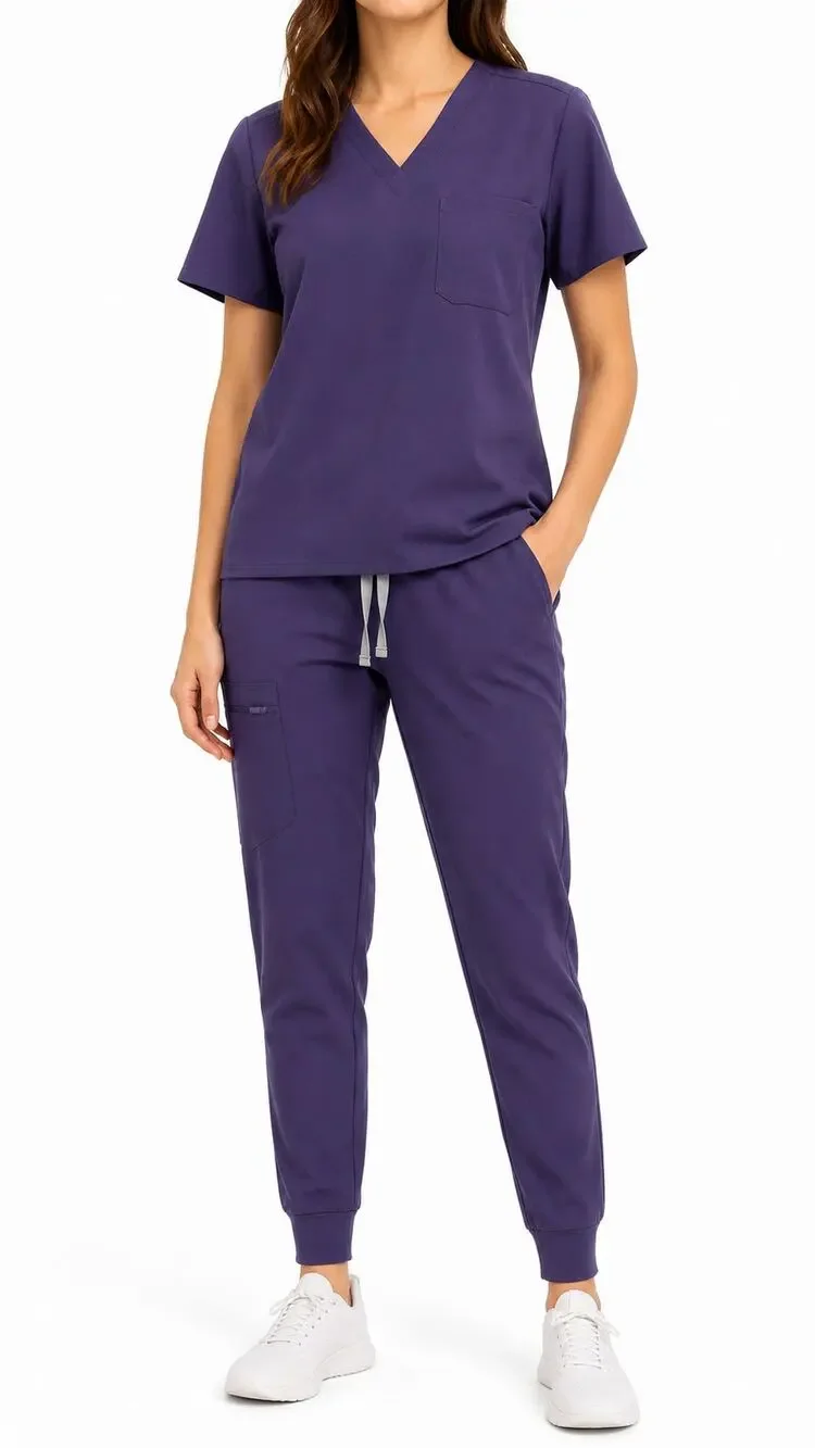 FIGS Technical Collection Purple Cotton Stretch 2-Piece Scrub Set Joggers XXL